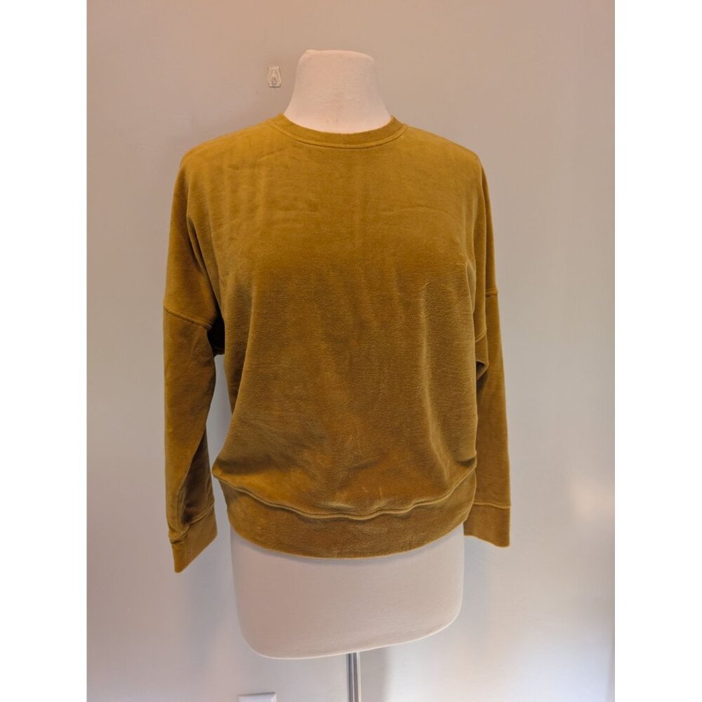 Aerie Mustard Yellow Velour Sweatshirt XS Cozy Good Vibes